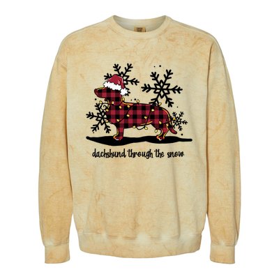 Dachshund Through The White Snow Retro Dachshund Lover Owner Great Gift Colorblast Crewneck Sweatshirt