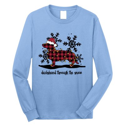 Dachshund Through The White Snow Retro Dachshund Lover Owner Great Gift Long Sleeve Shirt