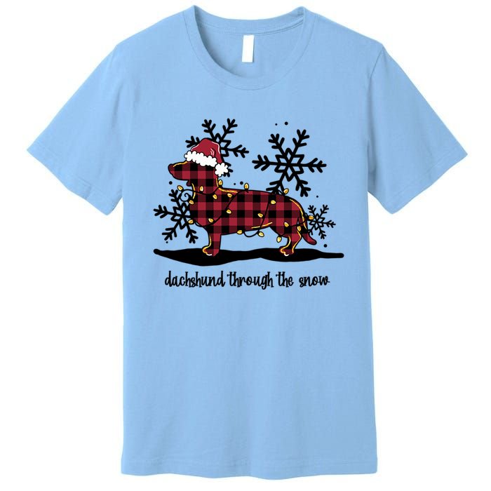 Dachshund Through The White Snow Retro Dachshund Lover Owner Great Gift Premium T-Shirt