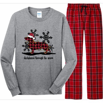 Dachshund Through The White Snow Retro Dachshund Lover Owner Great Gift Long Sleeve Pajama Set