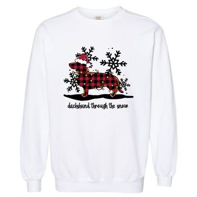 Dachshund Through The White Snow Retro Dachshund Lover Owner Great Gift Garment-Dyed Sweatshirt