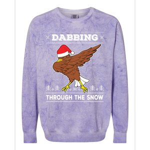 Dabbing Through The Snow Santa Eagle Ugly Christmas Sweater Gift Colorblast Crewneck Sweatshirt