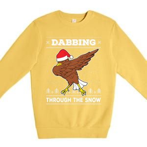 Dabbing Through The Snow Santa Eagle Ugly Christmas Sweater Gift Premium Crewneck Sweatshirt