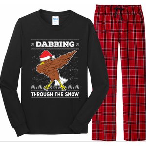 Dabbing Through The Snow Santa Eagle Ugly Christmas Sweater Gift Long Sleeve Pajama Set