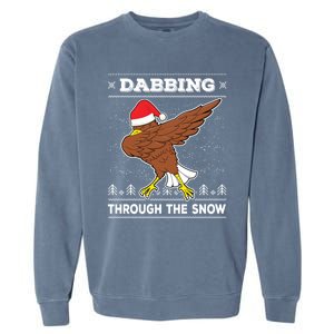 Dabbing Through The Snow Santa Eagle Ugly Christmas Sweater Gift Garment-Dyed Sweatshirt