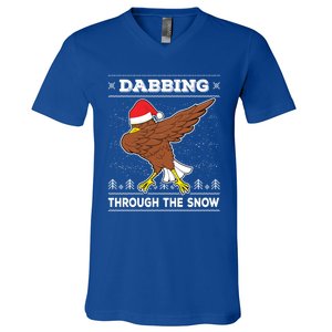 Dabbing Through The Snow Santa Eagle Ugly Christmas Sweater Gift V-Neck T-Shirt