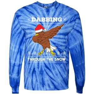 Dabbing Through The Snow Santa Eagle Ugly Christmas Sweater Gift Tie-Dye Long Sleeve Shirt