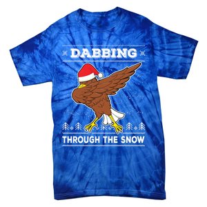 Dabbing Through The Snow Santa Eagle Ugly Christmas Sweater Gift Tie-Dye T-Shirt