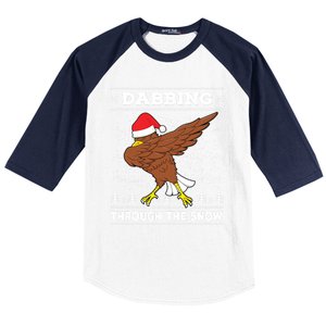 Dabbing Through The Snow Santa Eagle Ugly Christmas Sweater Gift Baseball Sleeve Shirt