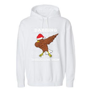 Dabbing Through The Snow Santa Eagle Ugly Christmas Sweater Gift Garment-Dyed Fleece Hoodie