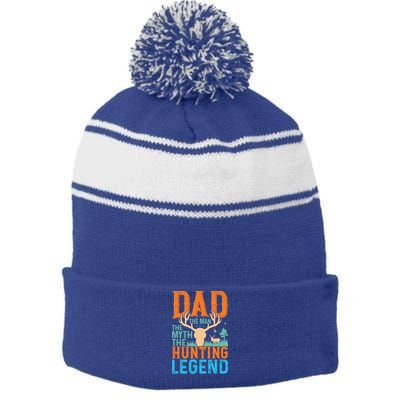 Dad The The Myth The Hunting Legend Gift Stripe Pom Pom Beanie
