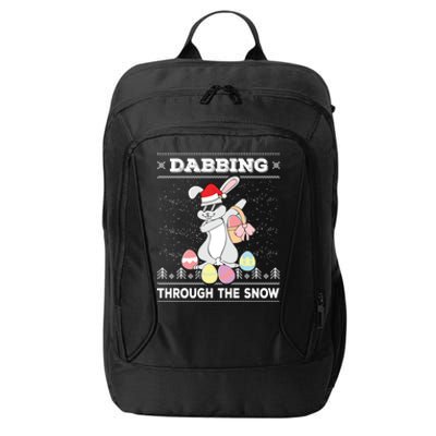 Dabbing Through The Snow Bunny Ugly Christmas Sweater Rabbit Gift City Backpack