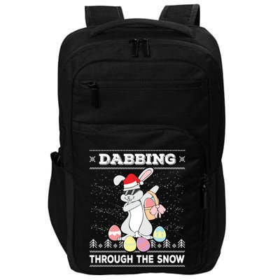 Dabbing Through The Snow Bunny Ugly Christmas Sweater Rabbit Gift Impact Tech Backpack