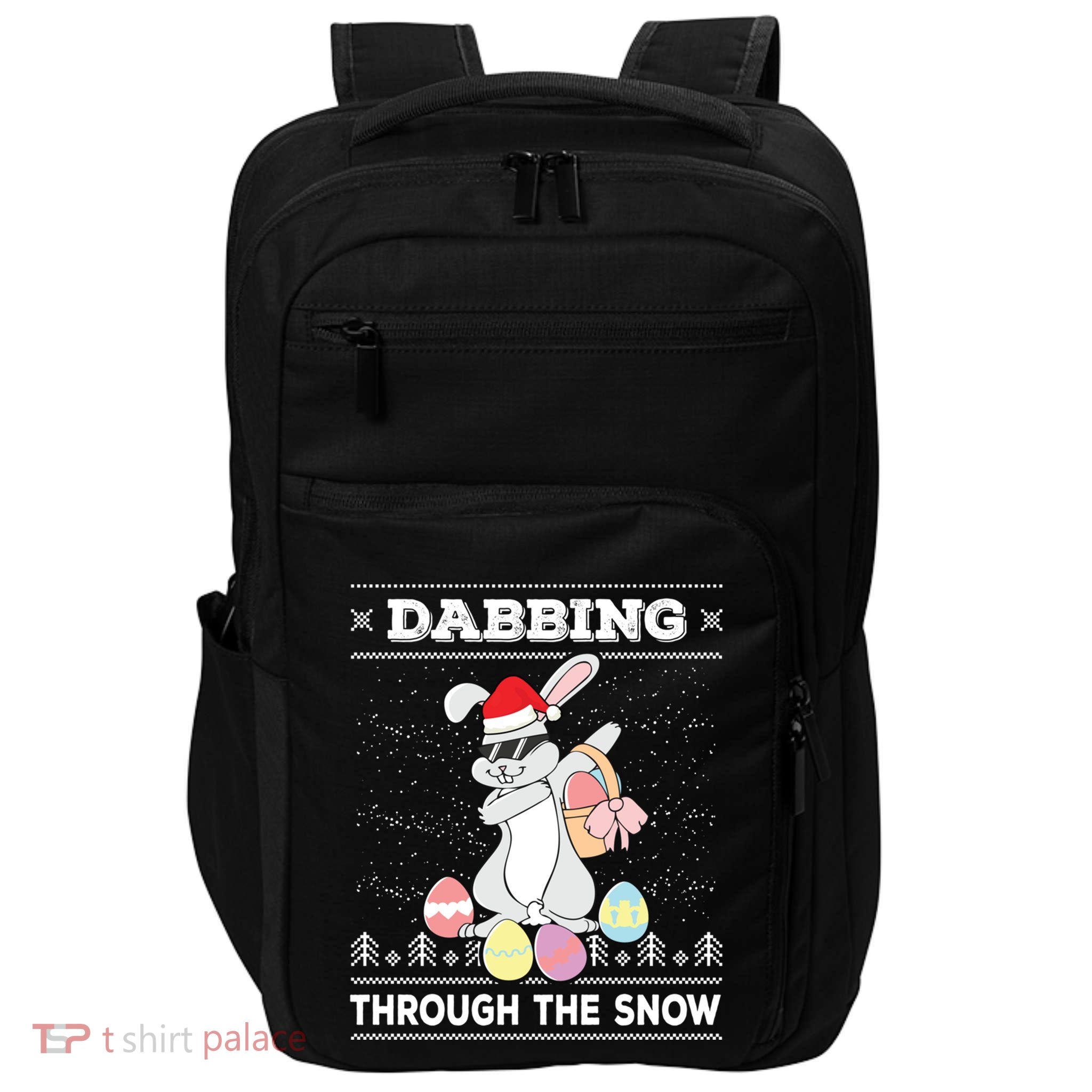 Dabbing Through The Snow Bunny Ugly Christmas Sweater Rabbit Gift Impact Tech Backpack