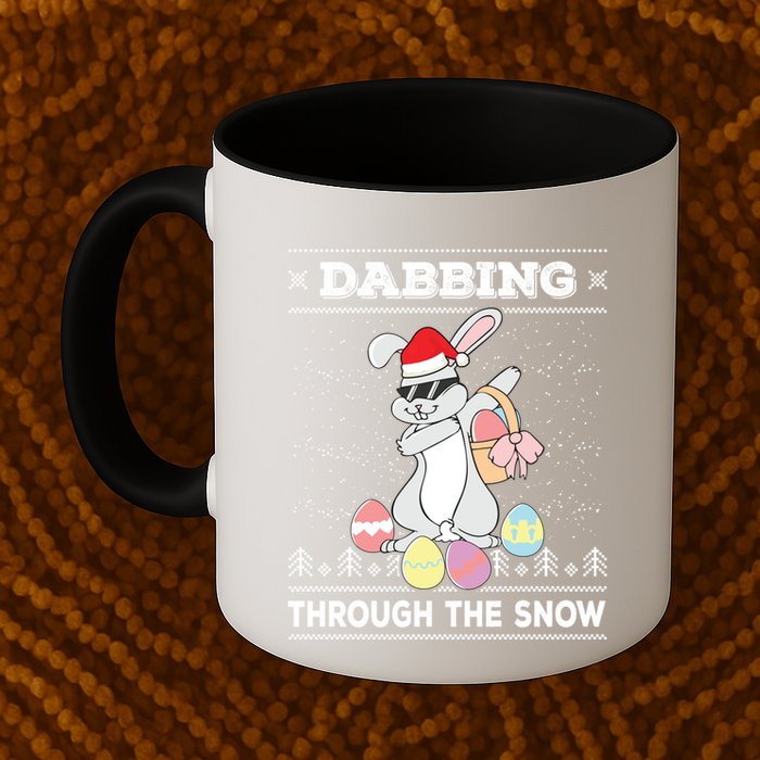 Dabbing Through The Snow Bunny Ugly Christmas Sweater Rabbit Gift Mug