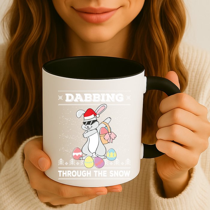Dabbing Through The Snow Bunny Ugly Christmas Sweater Rabbit Gift Mug
