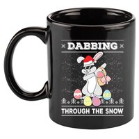 Dabbing Through The Snow Bunny Ugly Christmas Sweater Rabbit Gift 11oz C Handle Ceramic Mug