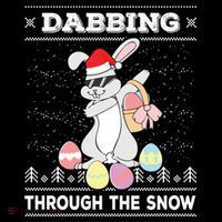 Dabbing Through The Snow Bunny Ugly Christmas Sweater Rabbit Gift Cooling Performance Long Sleeve Crew