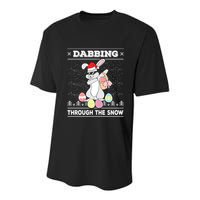 Dabbing Through The Snow Bunny Ugly Christmas Sweater Rabbit Gift Youth Performance Sprint T-Shirt