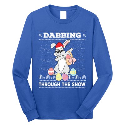 Dabbing Through The Snow Bunny Ugly Christmas Sweater Rabbit Gift Long Sleeve Shirt