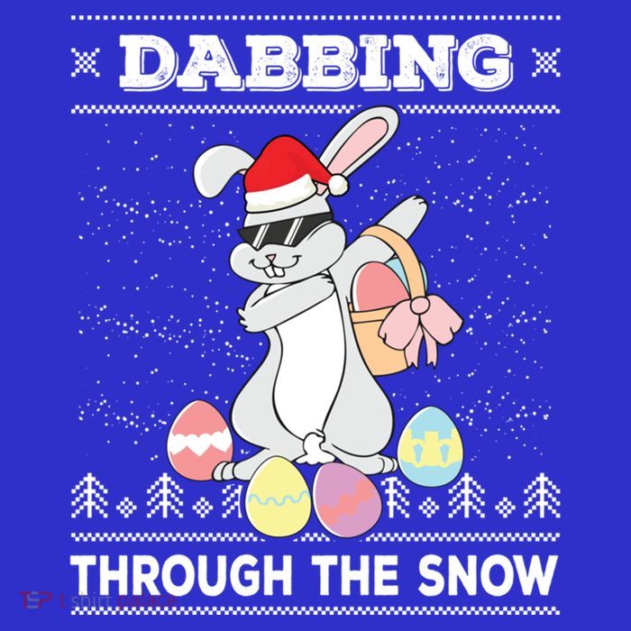 Dabbing Through The Snow Bunny Ugly Christmas Sweater Rabbit Gift Tall T-Shirt