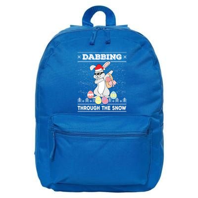 Dabbing Through The Snow Bunny Ugly Christmas Sweater Rabbit Gift 16 in Basic Backpack