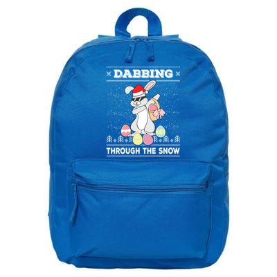 Dabbing Through The Snow Bunny Ugly Christmas Sweater Rabbit Gift 16 in Basic Backpack