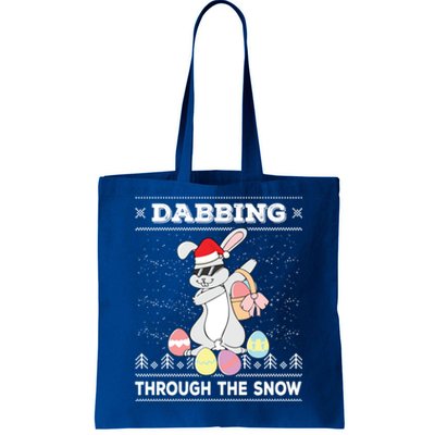 Dabbing Through The Snow Bunny Ugly Christmas Sweater Rabbit Gift Tote Bag