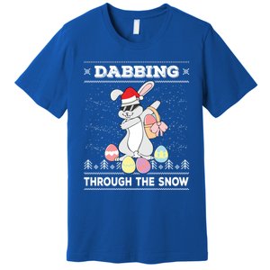 Dabbing Through The Snow Bunny Ugly Christmas Sweater Rabbit Gift Premium T-Shirt