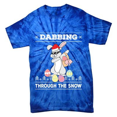 Dabbing Through The Snow Bunny Ugly Christmas Sweater Rabbit Gift Tie-Dye T-Shirt