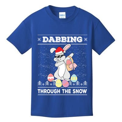 Dabbing Through The Snow Bunny Ugly Christmas Sweater Rabbit Gift Kids T-Shirt