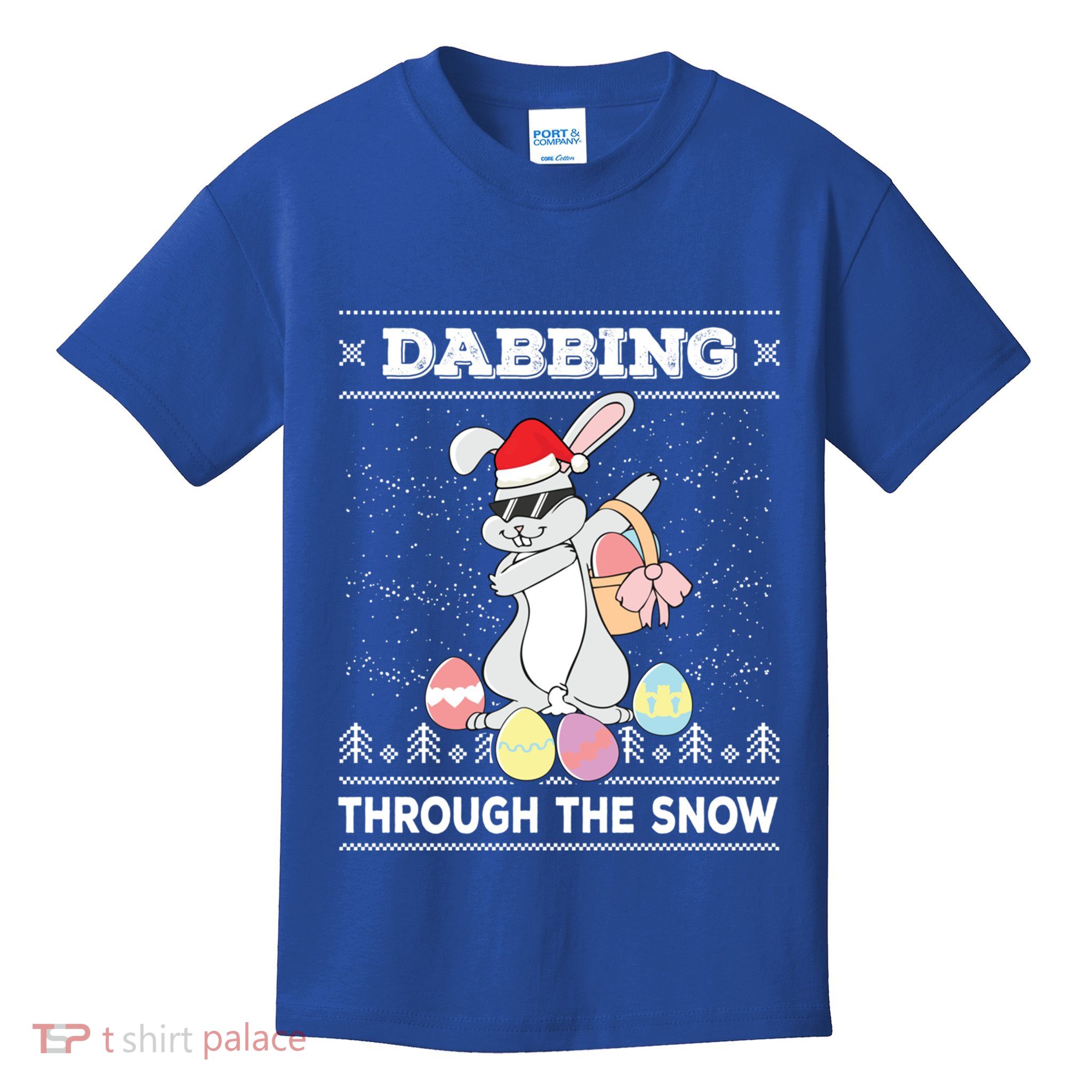 Dabbing Through The Snow Bunny Ugly Christmas Sweater Rabbit Gift Kids T-Shirt
