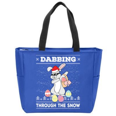 Dabbing Through The Snow Bunny Ugly Christmas Sweater Rabbit Gift Zip Tote Bag