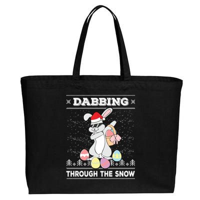 Dabbing Through The Snow Bunny Ugly Christmas Sweater Rabbit Gift Cotton Canvas Jumbo Tote