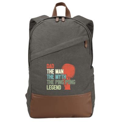 Dad Table Tennis Player Father Ping Pong Daddy PingPong Premium Cotton Canvas Backpack