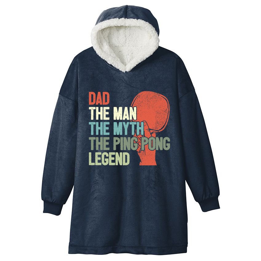 Dad Table Tennis Player Father Ping Pong Daddy PingPong Premium Hooded Wearable Blanket