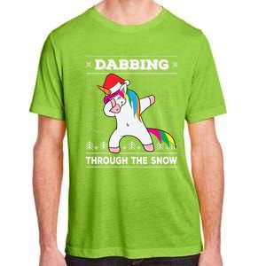 Dabbing Through The Snow Dab Unicorn Ugly Christmas Sweater Gift Adult ChromaSoft Performance T-Shirt