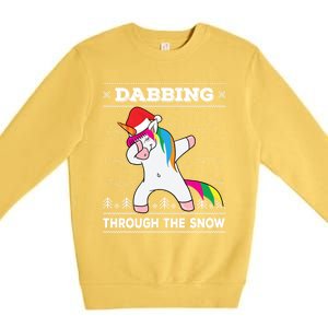 Dabbing Through The Snow Dab Unicorn Ugly Christmas Sweater Gift Premium Crewneck Sweatshirt