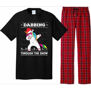 Dabbing Through The Snow Dab Unicorn Ugly Christmas Sweater Gift Pajama Set