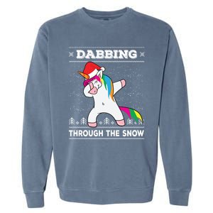 Dabbing Through The Snow Dab Unicorn Ugly Christmas Sweater Gift Garment-Dyed Sweatshirt