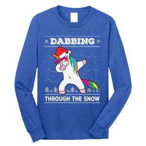 Dabbing Through The Snow Dab Unicorn Ugly Christmas Sweater Gift Long Sleeve Shirt