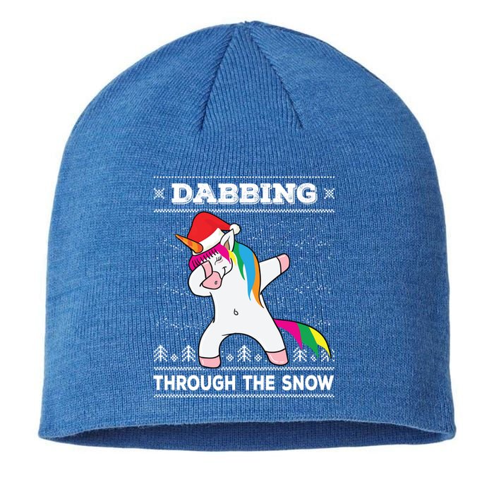 Dabbing Through The Snow Dab Unicorn Ugly Christmas Sweater Gift Sustainable Beanie