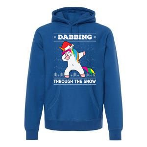 Dabbing Through The Snow Dab Unicorn Ugly Christmas Sweater Gift Premium Hoodie