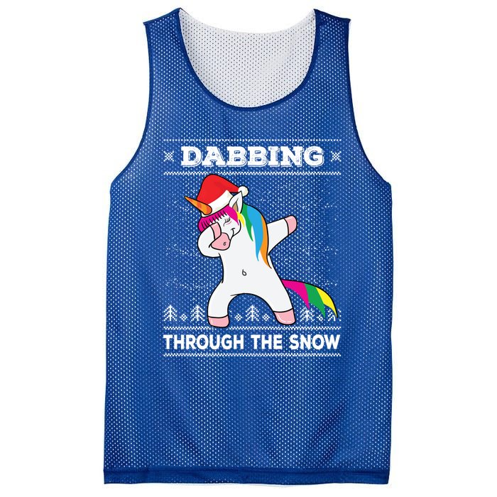 Dabbing Through The Snow Dab Unicorn Ugly Christmas Sweater Gift Mesh Reversible Basketball Jersey Tank