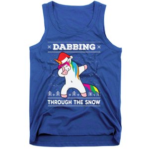 Dabbing Through The Snow Dab Unicorn Ugly Christmas Sweater Gift Tank Top