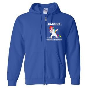 Dabbing Through The Snow Dab Unicorn Ugly Christmas Sweater Gift Full Zip Hoodie