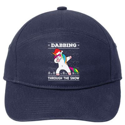 Dabbing Through The Snow Dab Unicorn Ugly Christmas Sweater Gift 7-Panel Snapback Hat