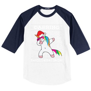 Dabbing Through The Snow Dab Unicorn Ugly Christmas Sweater Gift Baseball Sleeve Shirt