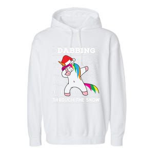 Dabbing Through The Snow Dab Unicorn Ugly Christmas Sweater Gift Garment-Dyed Fleece Hoodie