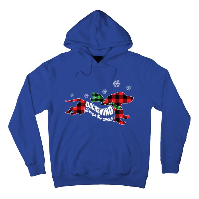 Dachshund Through The Snow Doxie Dog Plaid Christmas Gift Hoodie